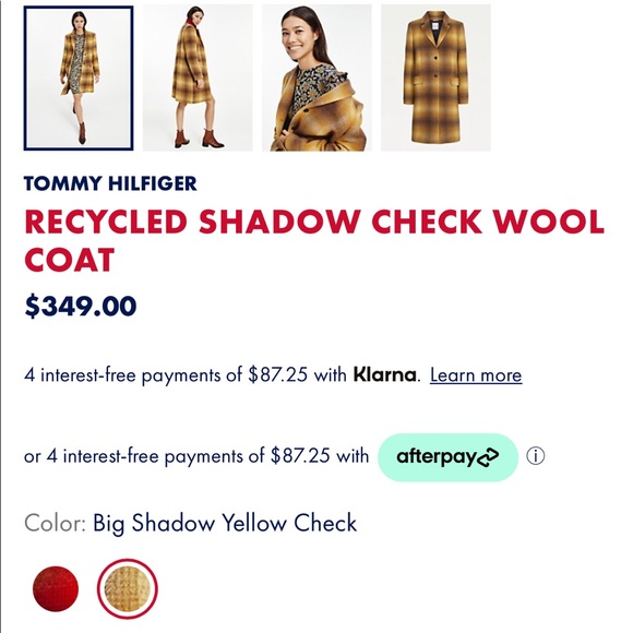 Women’s Tommy Hilfiger Check Wool Coat, Size S/2 - Picture 2 of 5